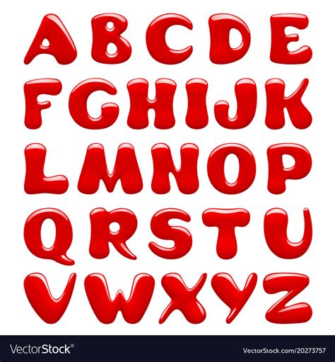 Red Glossy Alphabet Capital Letters Isolated Vector Image