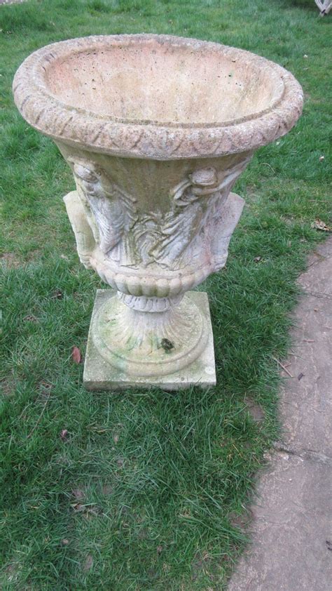 Classic white cremation urn with silver details. Antiques Atlas - Decorative Vintage Garden Urn