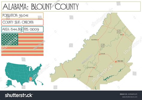 Large Detailed Map Blount County Alabama Stock Vector Royalty Free