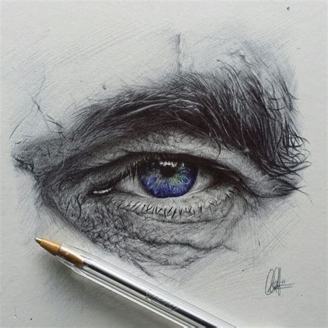 Eye Study Ballpoint 4x4 Realistic Pencil Drawings Realistic