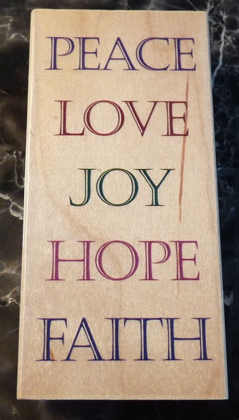 Peace Love Joy Hope Faith Large Wm Rubber Stamp