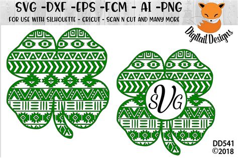 Aztec Shamrock Monogram Frame Svg Png Fcm Eps Dxf Ai Etsy