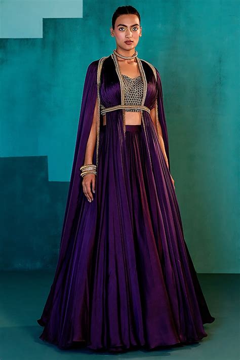 Purple Satin Skirt Set Design By Agunj By Gunjan Arora At Pernias Pop