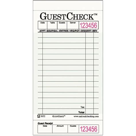 National Checking Greenwhite Single Sheet Cardboard Guest Checks 3 1