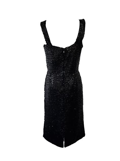 Vintage 50s Black Flat Sequin Wiggle Dress Free Shipping Thrilling