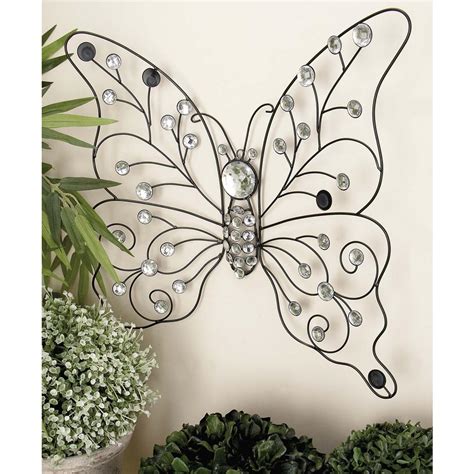 21 In X 18 In Glitz Inspired Black Iron Wire Butterfly Wall Decor