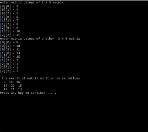3x3 Matrix Addition Using Arrays Cprogramming