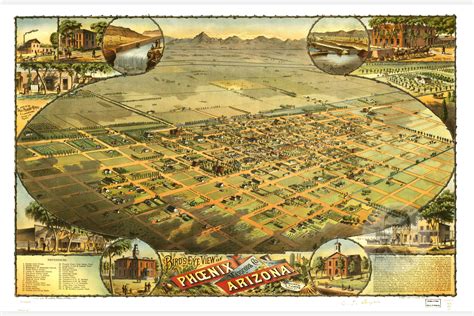 Vintage Map Of Phoenix Arizona 1885 Art Print By Teds
