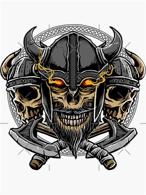 Viking Skulls With Crossed Axes Sticker For Sale By Thesimpleman