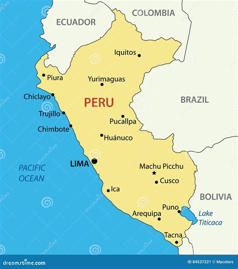 Republic Of Peru Vector Map Of Country Stock Vector Illustration Of