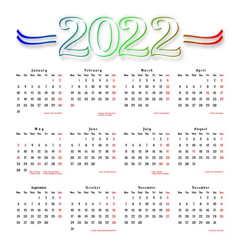 2022 Calendar Ready To Print 2022 Calendar 2022 Calendar Png 2022