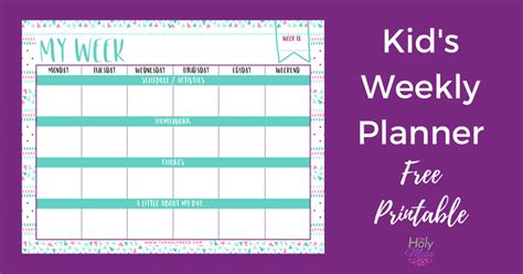 Downloadable Kids Weekly Planner