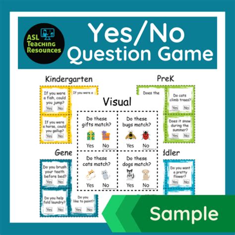 The Yes Or No Question Game Sample Asl Teaching Resources