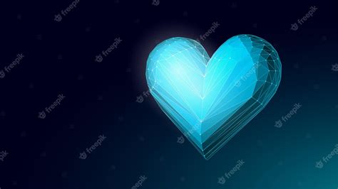 premium vector 3d blue glowing heart shape romantic love symbol valentine day greeting card