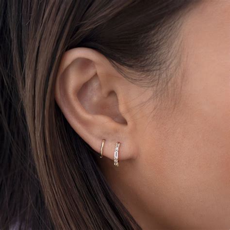 Baguette Huggie Hoops Minimalist Ear Piercings Nd Ear Piercing Ear
