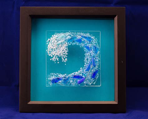 Ocean Wave 3d Fused Glass Picture Sea Side Beach Etsy Beach Glass