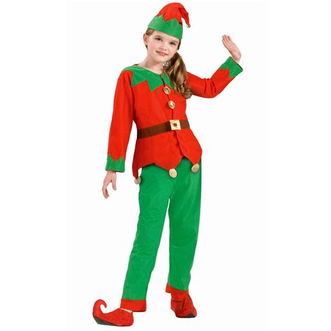 Kids Unisex Elf Costume In Red And Green Onesize