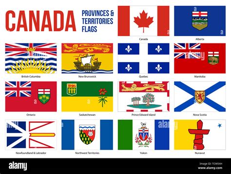 Canada All Provinces And Territories Flag Vector Illustration On White