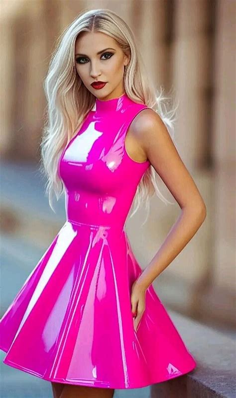Pink Rose 💞 Pink Latex Dress Shiny Dresses Latex Dress