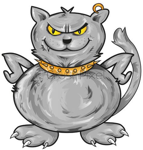 Black Cat Evil Angry Humorous Character Vector Illustration Stock