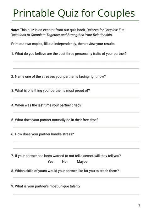 Intimacy Worksheets For Couples