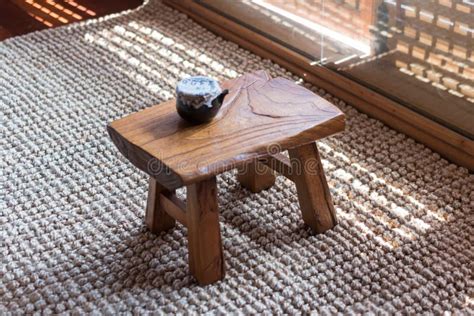 Korean Traditional Wooden Tea Table With Sunlight Stock Image Image