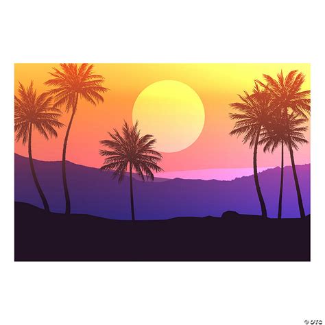 Palm Tree Sunset Backdrop Banner 2 Pc Oriental Trading