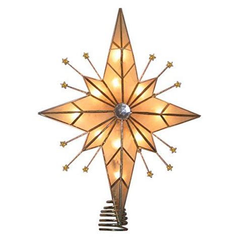 Kurt Adler 10 Light Capiz Bethlehem Star With Rays Treetop 14 Inch