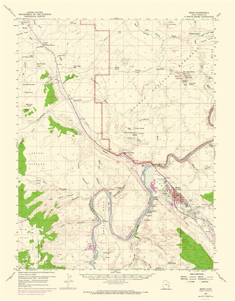 Topo Map Moab Utah Quad Usgs 1959 2300 X 2954 Glossy Satin