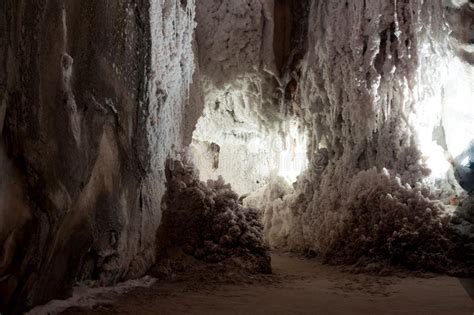 White Natural Salty Stalactites At Salt Cave Stock Image Image Of