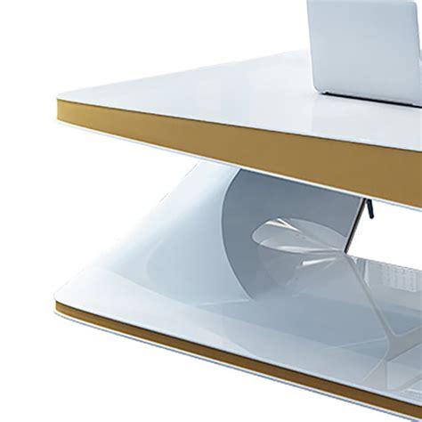 71 Modern L Shape Office Desk In Mdf And Metal White Executive Desk