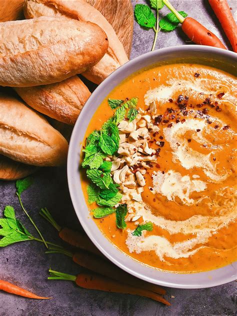 Blend the soup either with a hand blender, in batches in a blender (cover the top with a towel and hold it down to avoid hot splashes), or through a. Roasted carrot soup w' cashew butter and chilli | Recipe ...