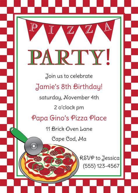 pizza party invitation templates