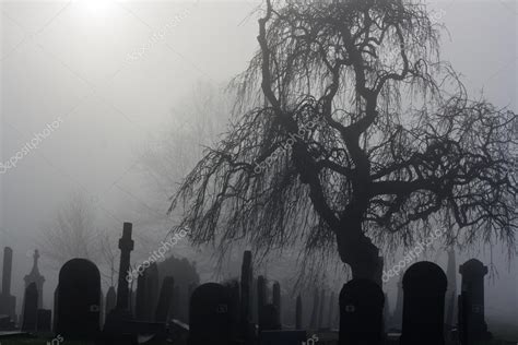 Spooky Old Cemetery On A Foggy Day Stock Photo By ©illu 21031677