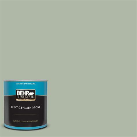 Behr Premium Plus 1 Qt N390 3 Jojoba Satin Enamel Exterior Paint And