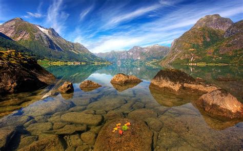 Water Mountains Clouds Landscapes Nature Norway Geology