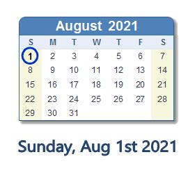Maybe you would like to learn more about one of these? August 1, 2021 Calendar with Holidays & Count Down - USA