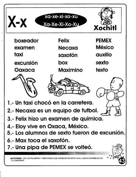 Palabras Con X En Español Para Niños Niños Relacionados