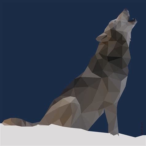 Low Poly Wolf By Caen On Deviantart Polygon Art Dog