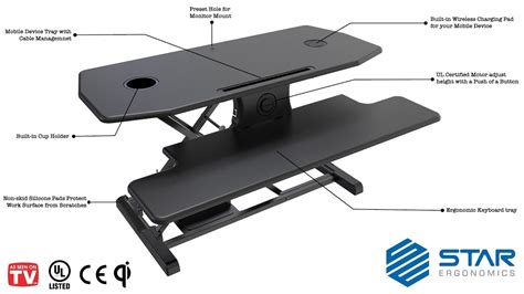 Star Ergonomics™ Electric Sit Stand Workstation W Wireless Charging