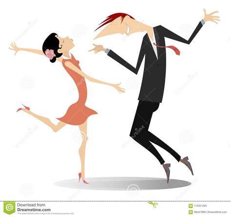 Dancing Young Couple Illustration Isolated Stock Vector Illustration