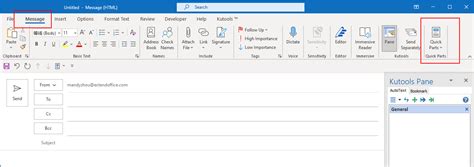 How To Add Quick Parts To Outlook Ribbon