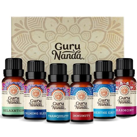 Guru Nanda Essential Oil for Diffusers - Set of 6 Therapeutic Grade