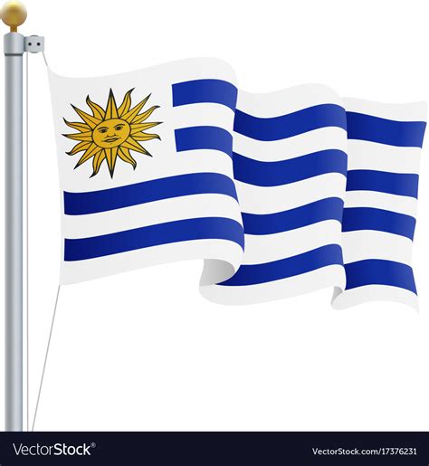 Waving Uruguay Flag Isolated On A White Background