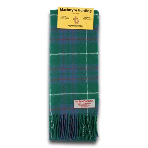 Macintyre Hunting Ancient Tartan Scarf 100 Wool Scottish Plaid Made In