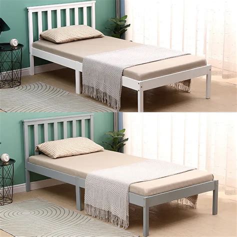 Single Bed Pine Frame 3ft Wooden Shaker Style Bedroom Furniture White