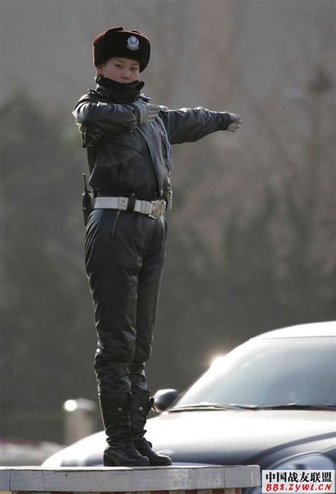 Chinese Policewoman In Full Leather Uniform Cop Uniform Japanese