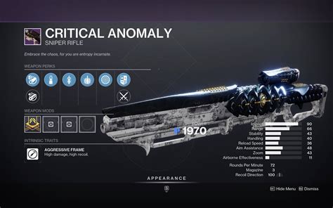 Destiny 2 Critical Anomaly: God Rolls & How to get it
