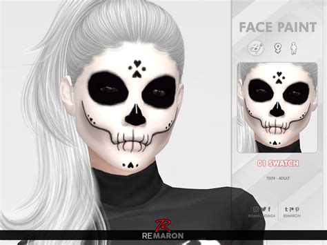 The Sims Resource Halloween Skull Face Paint 01