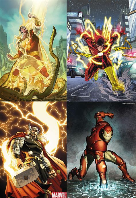 Captain Marvel Shazam And The Flash Vs Thor And Ironman